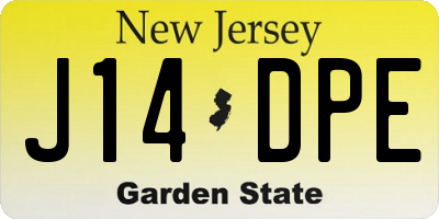 NJ license plate J14DPE