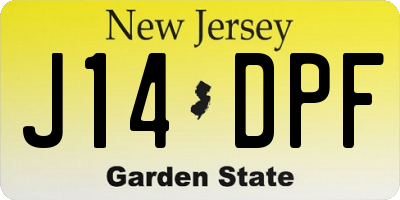 NJ license plate J14DPF