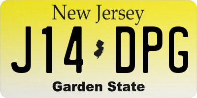 NJ license plate J14DPG