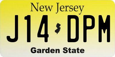 NJ license plate J14DPM
