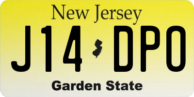 NJ license plate J14DPO
