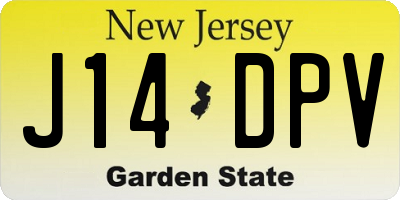 NJ license plate J14DPV