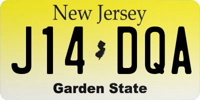 NJ license plate J14DQA