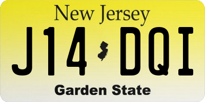 NJ license plate J14DQI