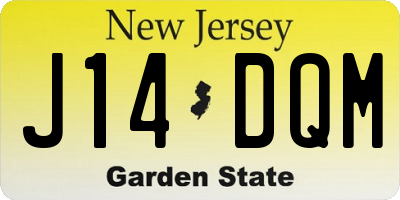 NJ license plate J14DQM
