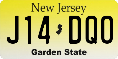 NJ license plate J14DQO