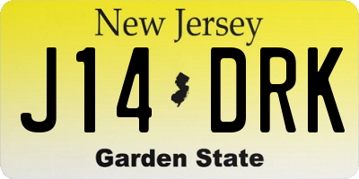 NJ license plate J14DRK