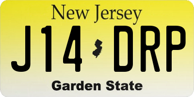 NJ license plate J14DRP