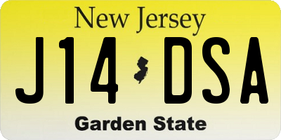 NJ license plate J14DSA