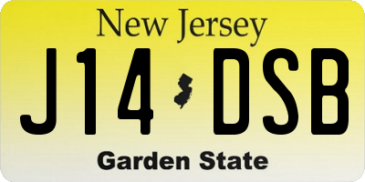 NJ license plate J14DSB