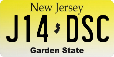 NJ license plate J14DSC