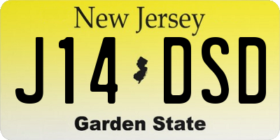 NJ license plate J14DSD