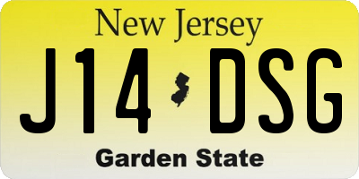 NJ license plate J14DSG