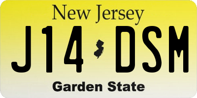 NJ license plate J14DSM