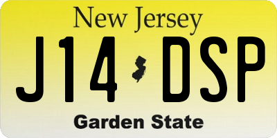 NJ license plate J14DSP