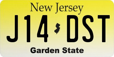NJ license plate J14DST