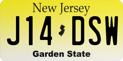 NJ license plate J14DSW