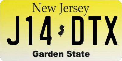NJ license plate J14DTX