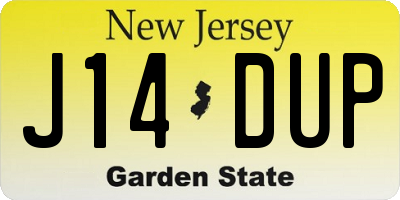 NJ license plate J14DUP