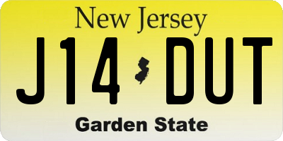 NJ license plate J14DUT