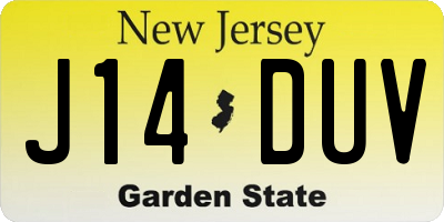 NJ license plate J14DUV