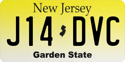 NJ license plate J14DVC