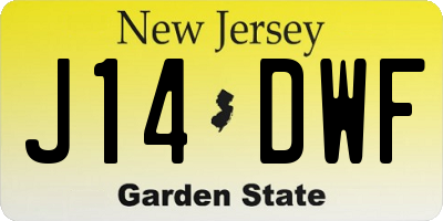 NJ license plate J14DWF