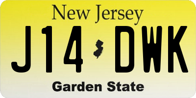 NJ license plate J14DWK