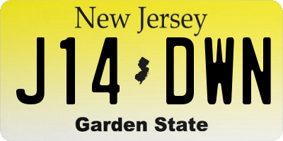 NJ license plate J14DWN