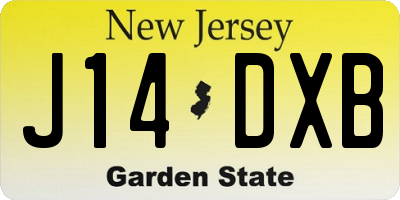 NJ license plate J14DXB