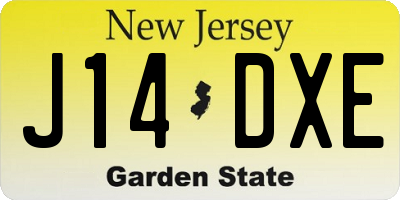 NJ license plate J14DXE