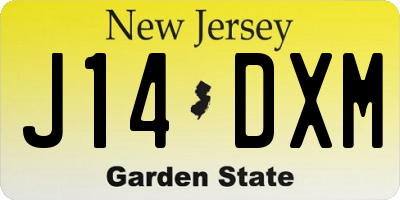 NJ license plate J14DXM