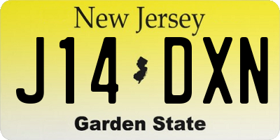 NJ license plate J14DXN