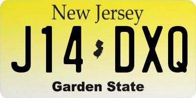 NJ license plate J14DXQ