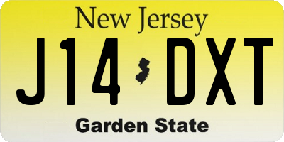 NJ license plate J14DXT