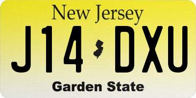 NJ license plate J14DXU