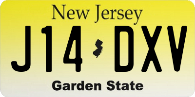 NJ license plate J14DXV