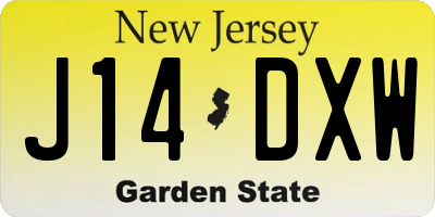 NJ license plate J14DXW