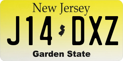 NJ license plate J14DXZ