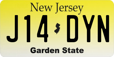 NJ license plate J14DYN