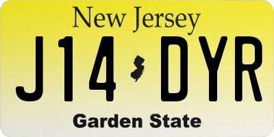 NJ license plate J14DYR