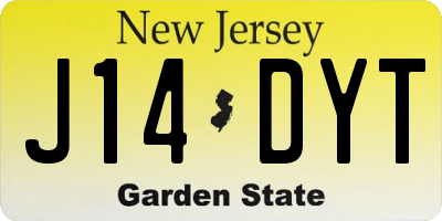 NJ license plate J14DYT