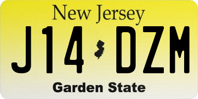 NJ license plate J14DZM