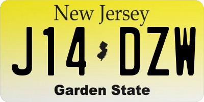 NJ license plate J14DZW