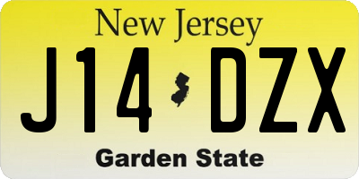 NJ license plate J14DZX