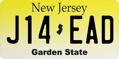 NJ license plate J14EAD