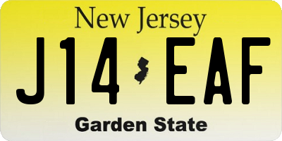 NJ license plate J14EAF