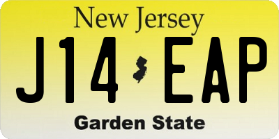 NJ license plate J14EAP