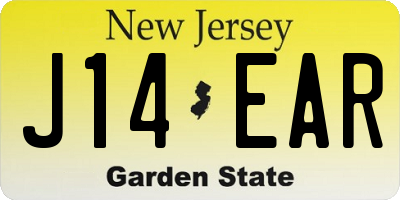 NJ license plate J14EAR