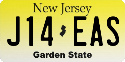 NJ license plate J14EAS